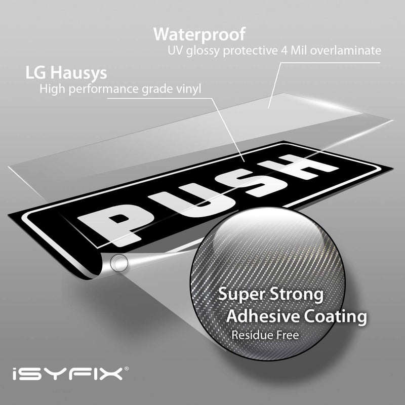 iSYFIX Push Pull Stickers Sign - 2 Pack 5x2 inch - Horizontal Decal Self-Adhesive, Black/White Vinyl Sticker for Doors in Business, Stores, Cafes, Shops & More. Indoor and Outdoor use. - Image 3